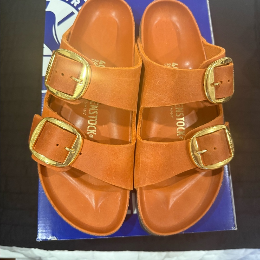 Birkenstock Women’s Sandals with Gold Buckles